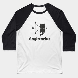 Sagittarius Cat Zodiac Sign with Text (Black and White) Baseball T-Shirt